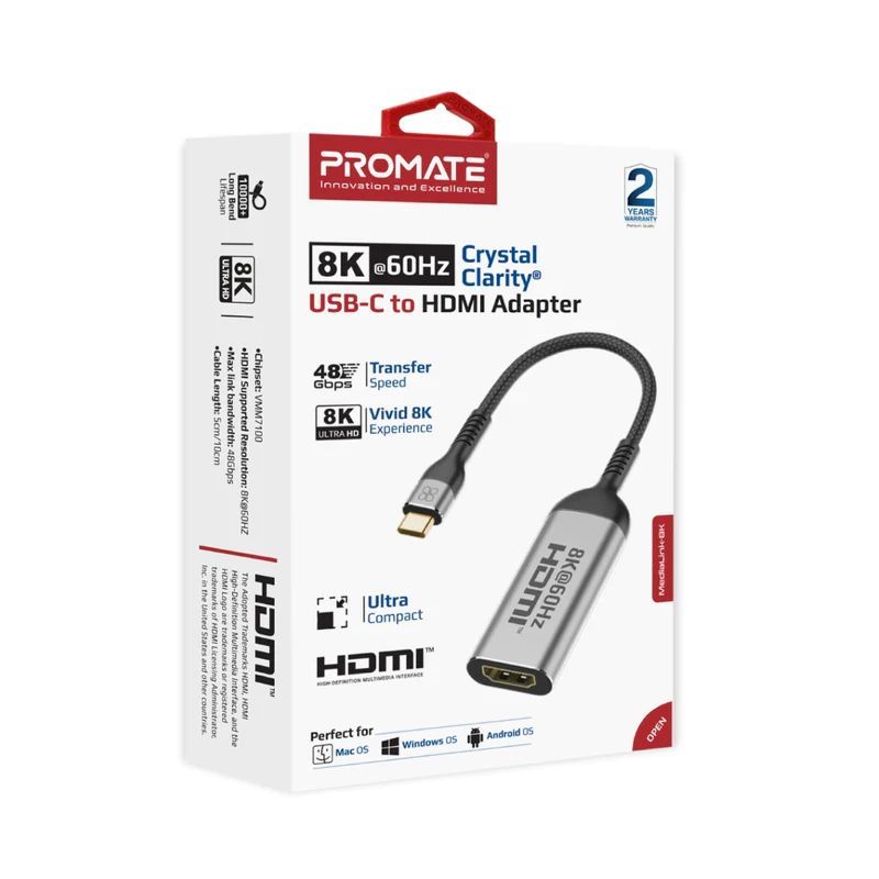 Promate MediaLink-8K 8K@60Hz CrystalClarity USB-C to HDMI Adapter