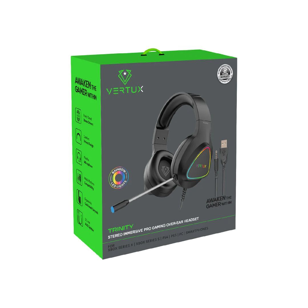 VERTUX Trinity RGB Gaming Headset Black