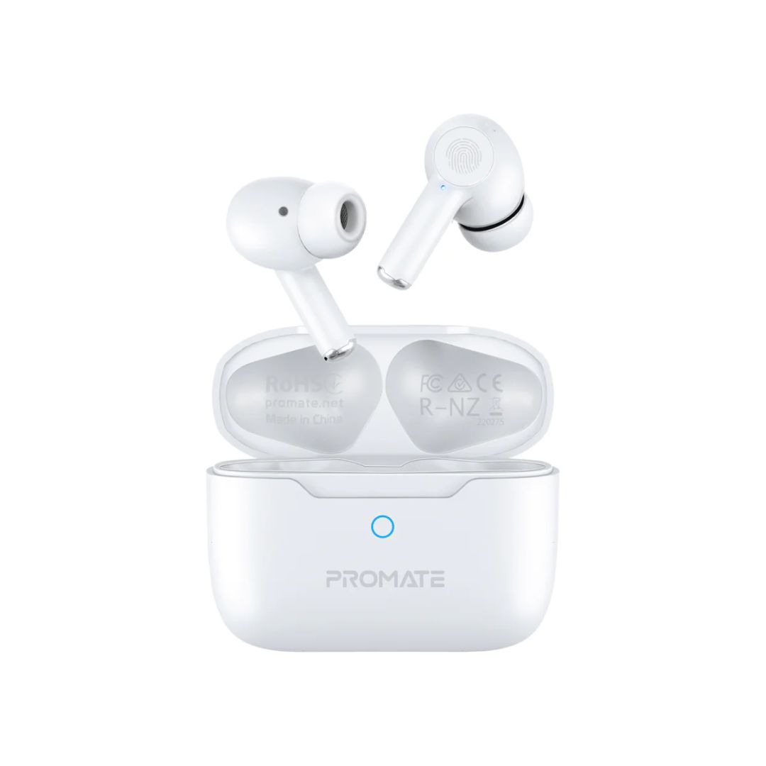 Promate ProPods High-Definition ANC TWS Earphones with intellitouch Headset White