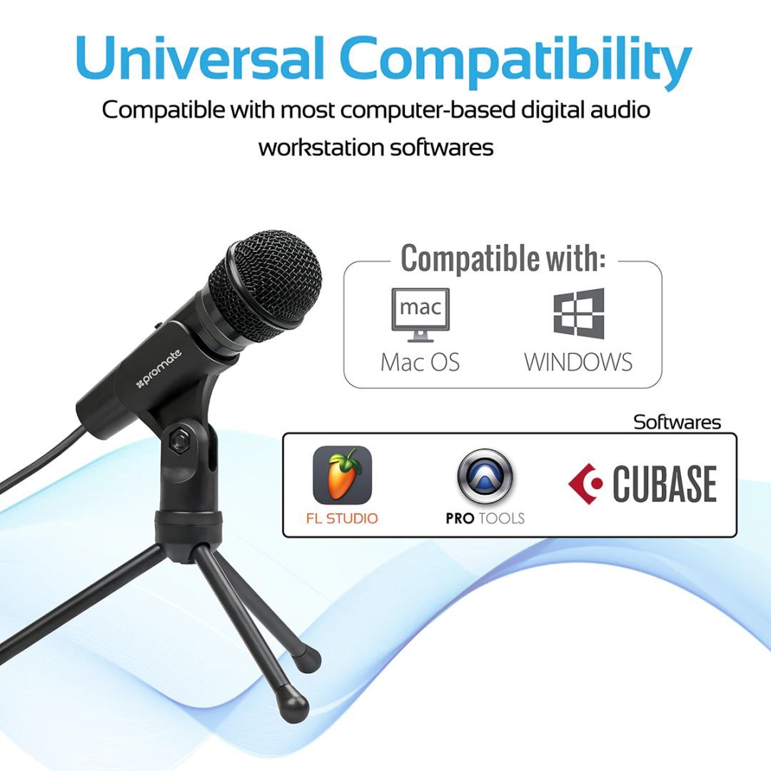 Promate Tweeter-9 Universal Digital Dynamic Vocal Microphone Black