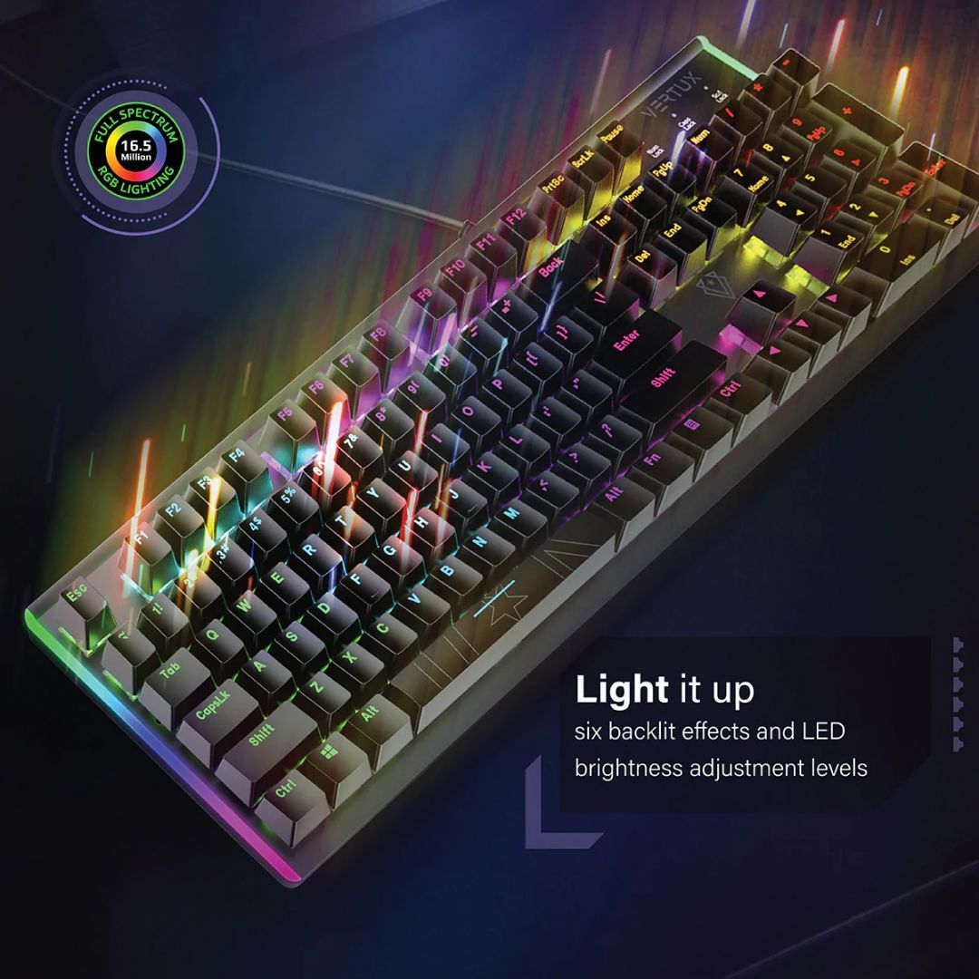 VERTUX Commando RGB Mechanical Gaming Keyboard Black US