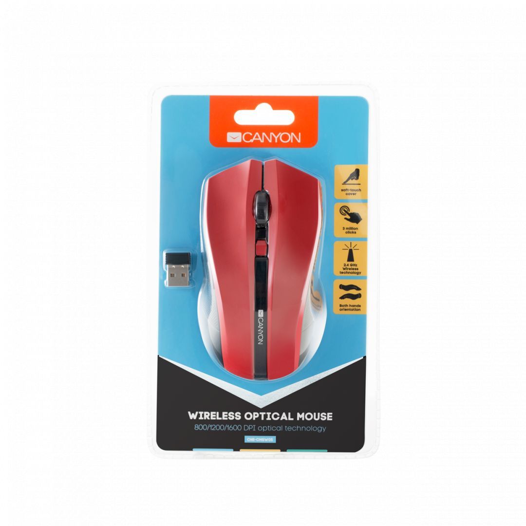 Canyon CNE-CMSW05R wireless mouse Red/Black
