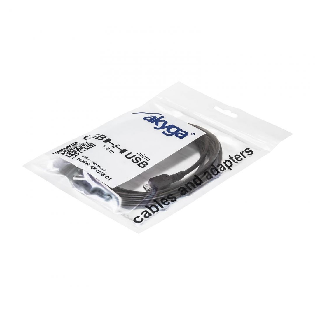 Akyga Ak-USB-01 USB A / microUSB Cable 1,8m Black