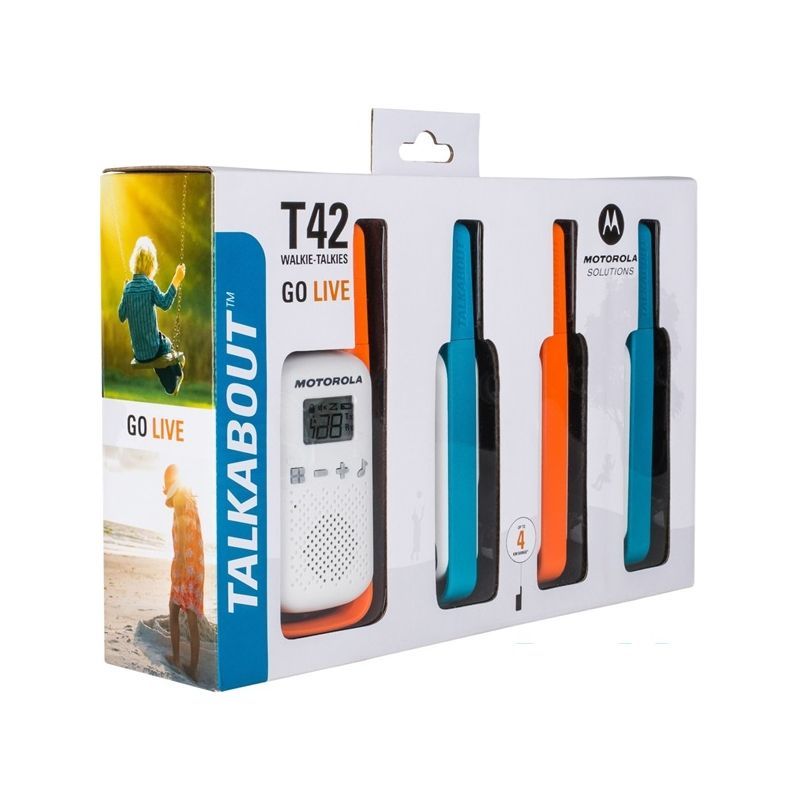 Motorola Talkabout T42 Quad Walkie-Talkie (4 Pcs) Blue/Orange