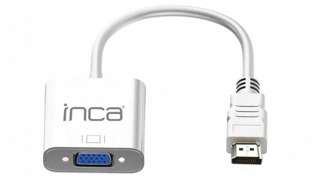 INCA IHTVJ-7 HDMI to VGA Converter with Jack Adapter White