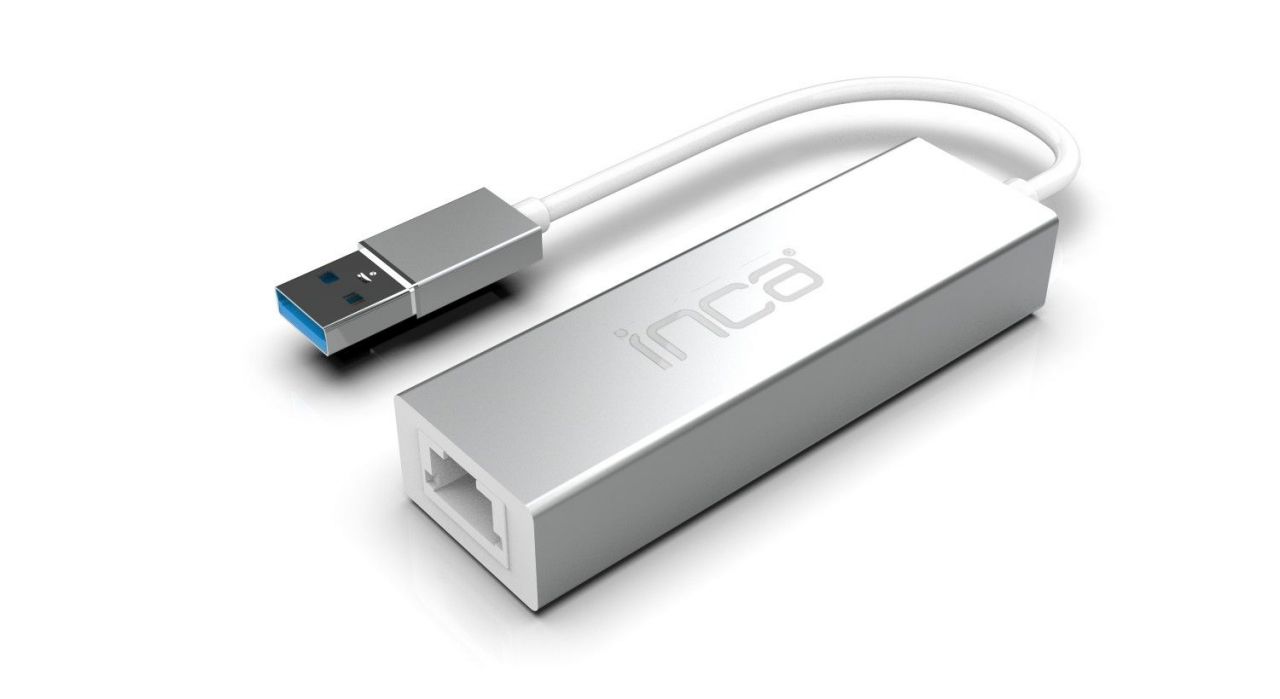 INCA IUSB-03T Hub X4 USB 3.0 + Ethernet RJ45 10/100/1000 Multiplexer Aluminium Silver