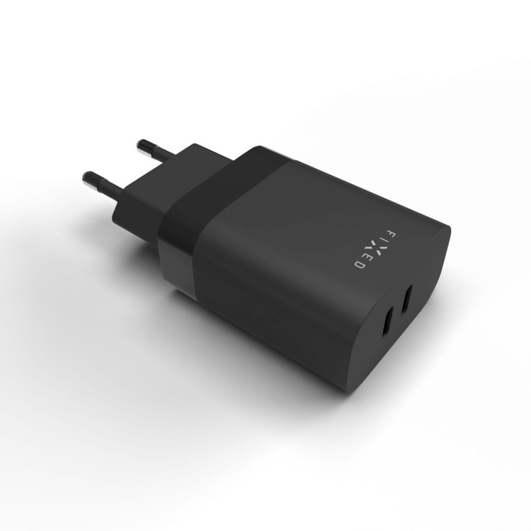 FIXED Dual USB-C Travel Charger 35W, Fekete