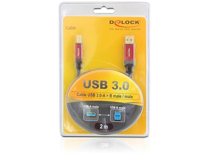 DeLock USB 3.0 Type-A male > USB 3.0 Type-B male Premium cable 2m Black