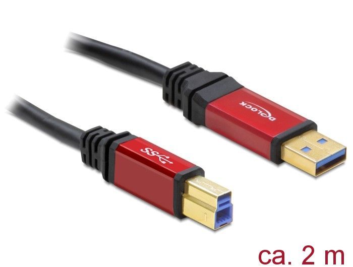 DeLock USB 3.0 Type-A male > USB 3.0 Type-B male Premium cable 2m Black