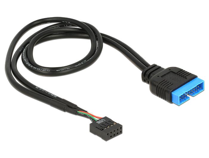 DeLock Cable USB2.0 pin header female > USB3.0 pin header male 45cm Black