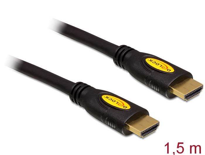 DeLock High Speed HDMI with Ethernet - HDMI-A male > HDMI-A male 4K 1,5m cable Black