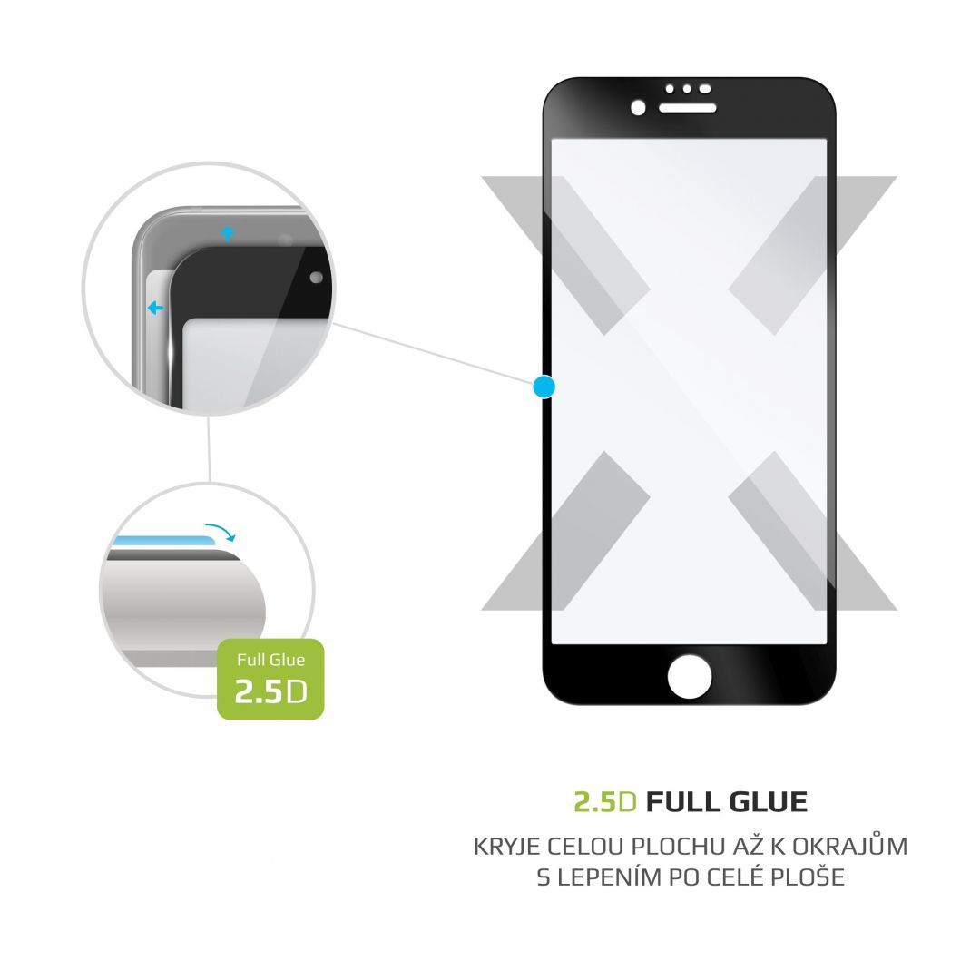 FIXED teljes kijelzős üvegfólia Apple iPhone 7/8/SE (2020) telefonokhoz, fekete