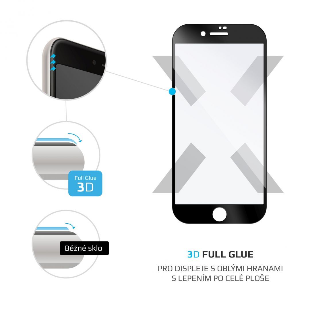 FIXED teljes kijelzős üvegfólia Apple iPhone 6/6S/7/8/SE (2020) telefonokhoz, fekete