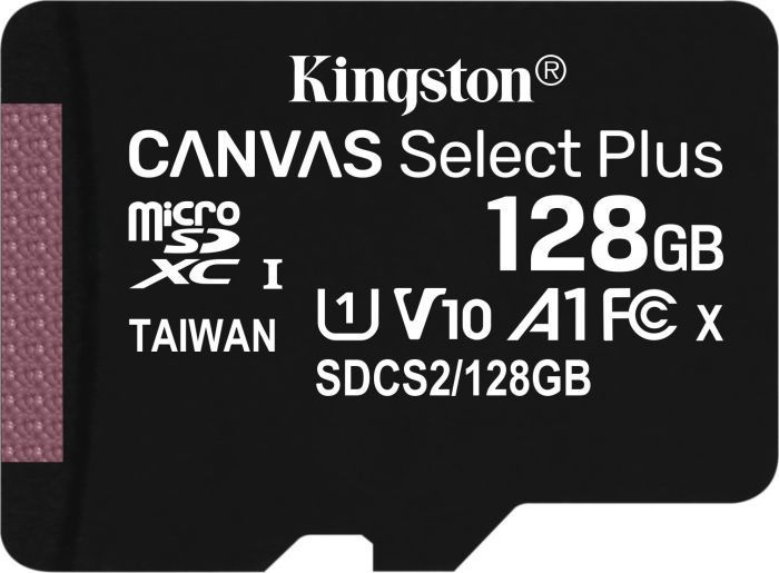 Kingston 128GB microSDXC Canvas Select Plus Class 10 100R A1 C10 Card + adapterrel