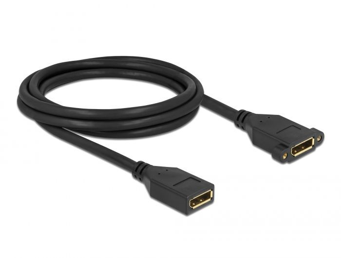 DeLock DisplayPort 1.2 cable female to female panel-mount 4K 60Hz 2m Black