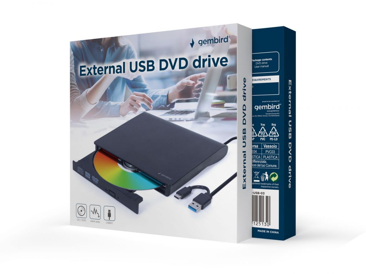 Gembird DVD-USB-03 Slim DVD-Writer Black BOX