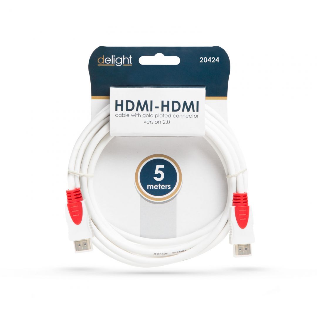 Delight Jelkábel HDMI-HDMI 2.0 3D aranyozott Am/Am 5m White