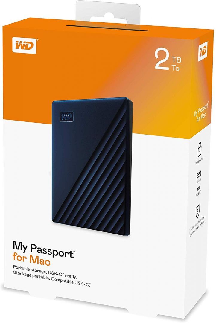 Western Digital 2TB 2,5" USB3.0 My Passport for Mac Midnight Blue