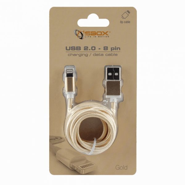SBOX USB A Male -> Lightning cable 1,5m Gold
