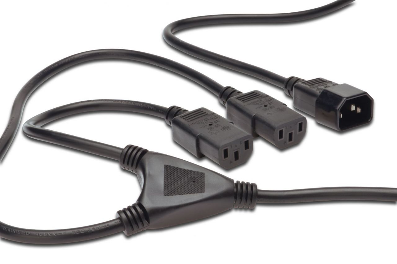 Assmann Power Cord splitter cable, C14 - 2x C13 1,7m Black