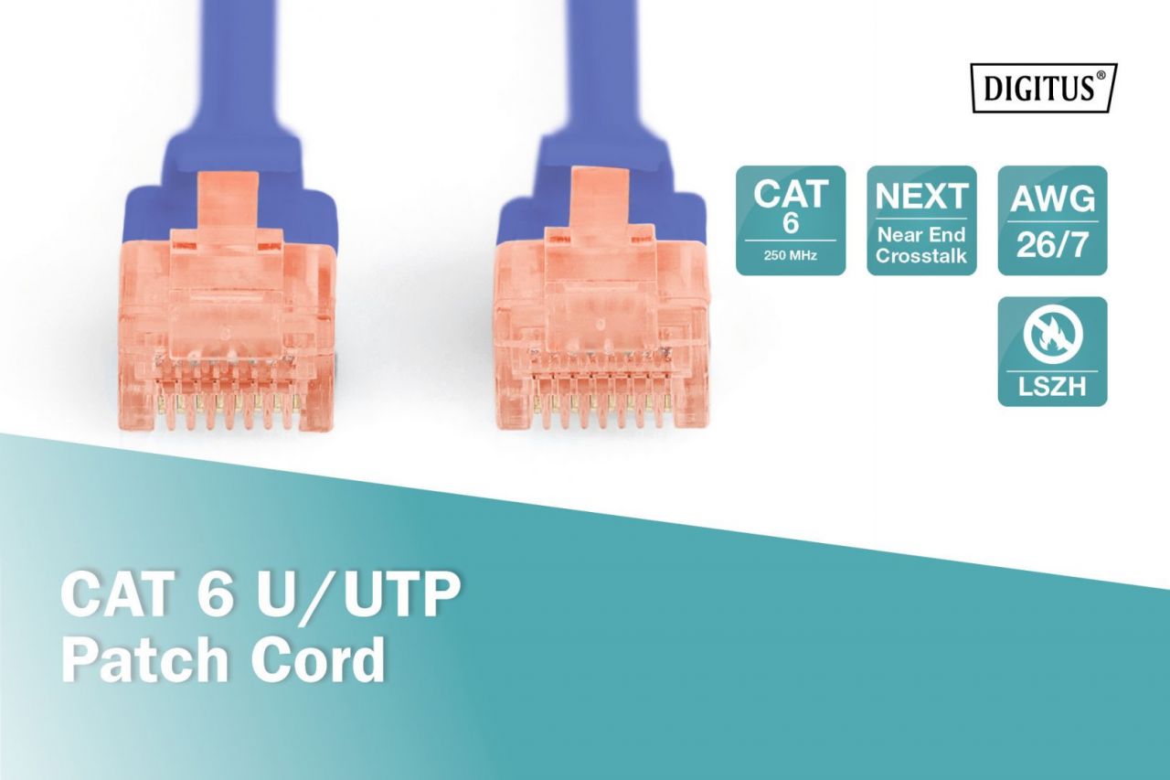 Digitus CAT6 U-UTP Patch Cable 0,25m Blue