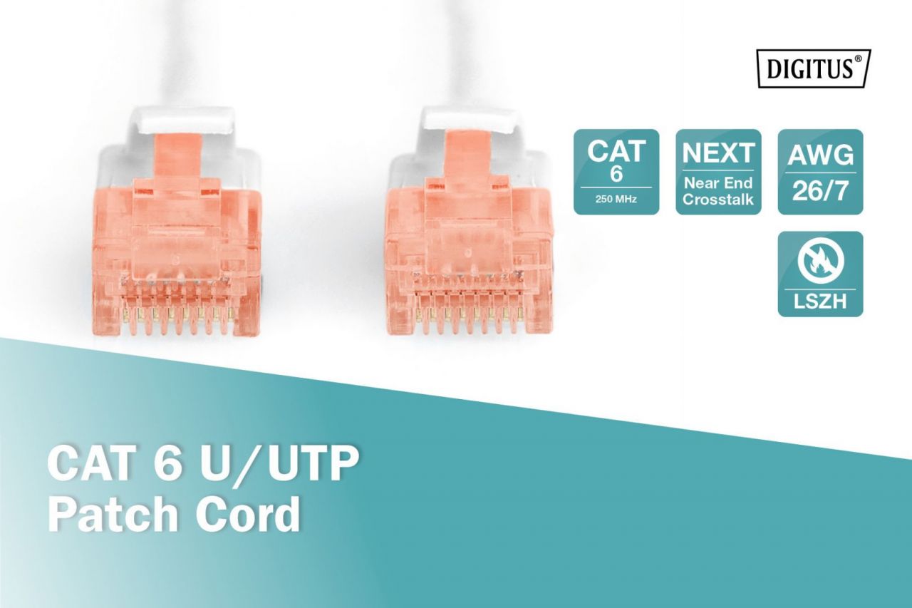 Digitus CAT6 U-UTP Patch Cable 0,25m White