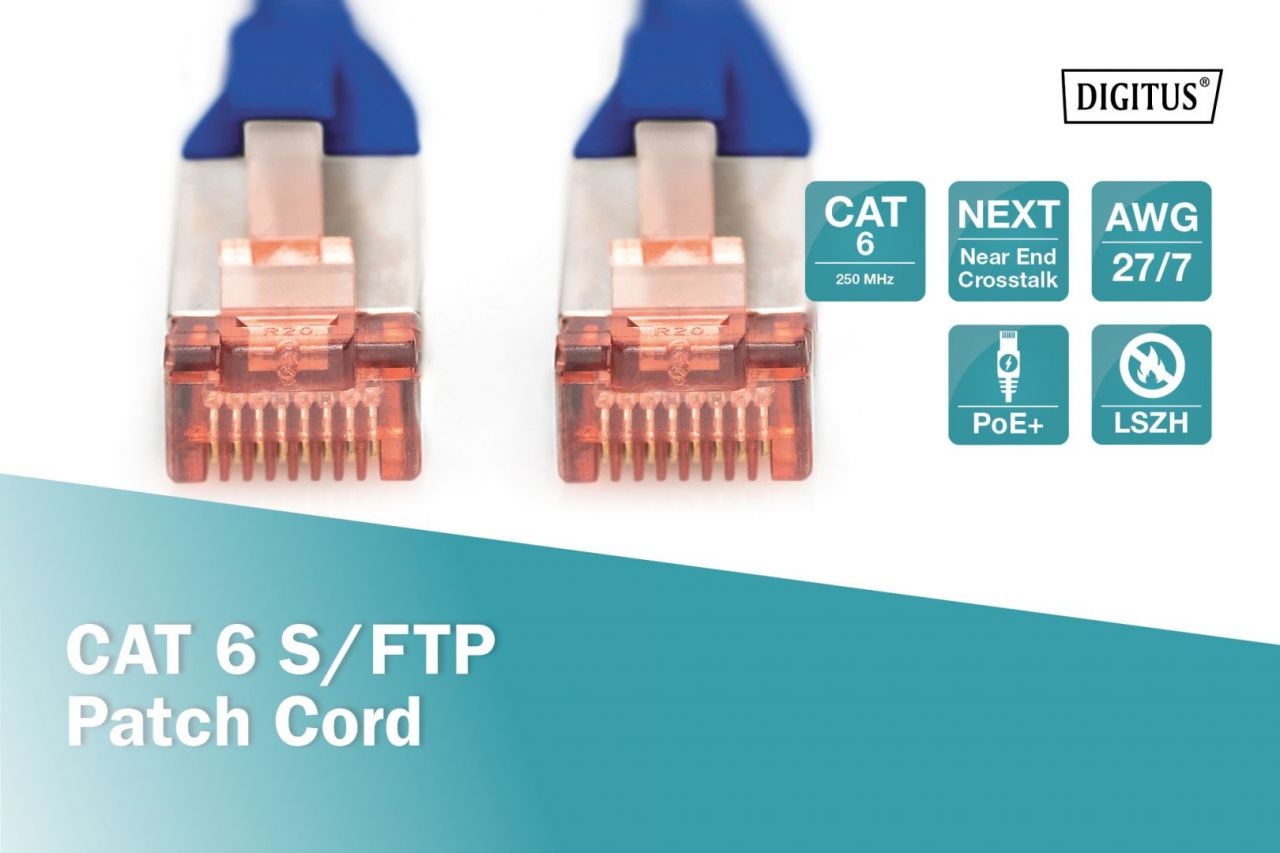 Digitus CAT6 S-FTP Patch Cable 0,25m Blue
