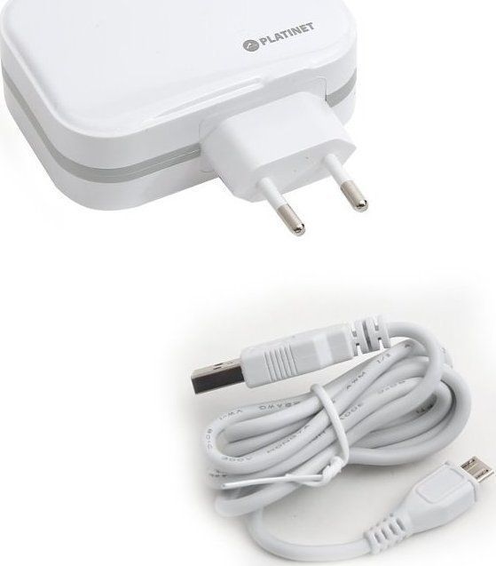 Platinet Wall Charger 4xUSB 6,8A + microUSB cable 1m White