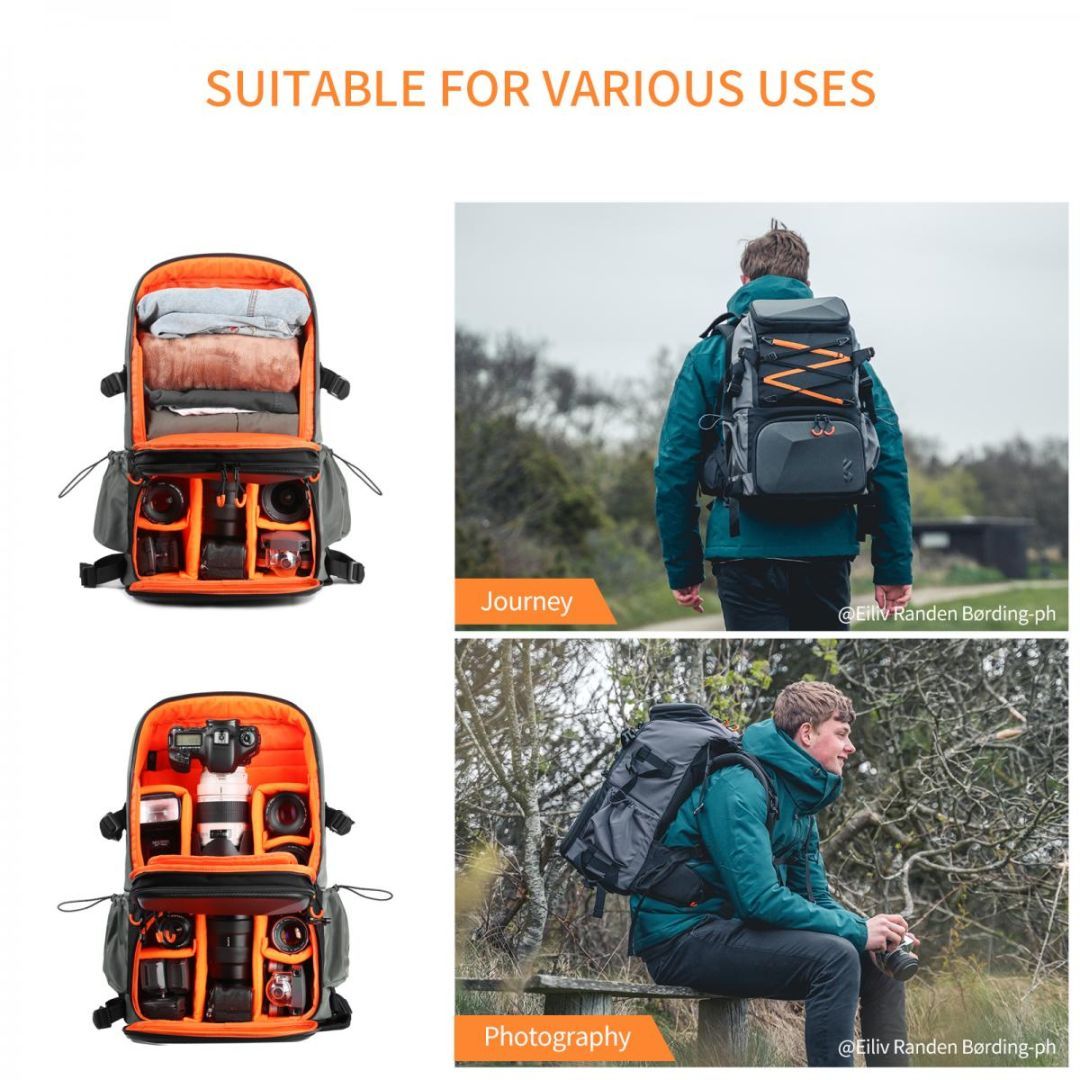 K&F Concept Pro Large Camera Backpack 17" 32L Waterproof Black/Orange