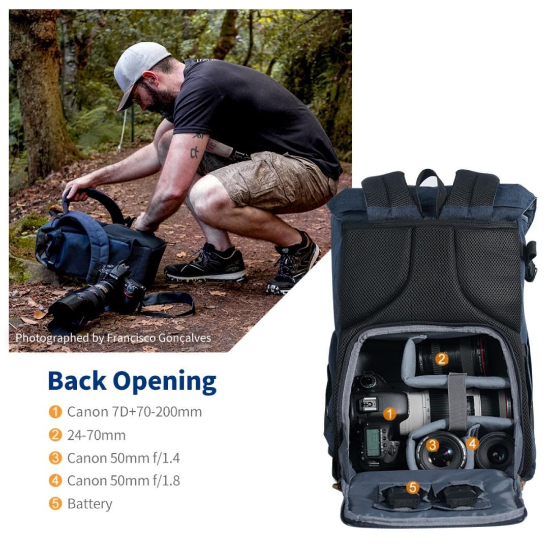 K&F Concept Multifunctional Camera Backpack 17L 15,6" Blue