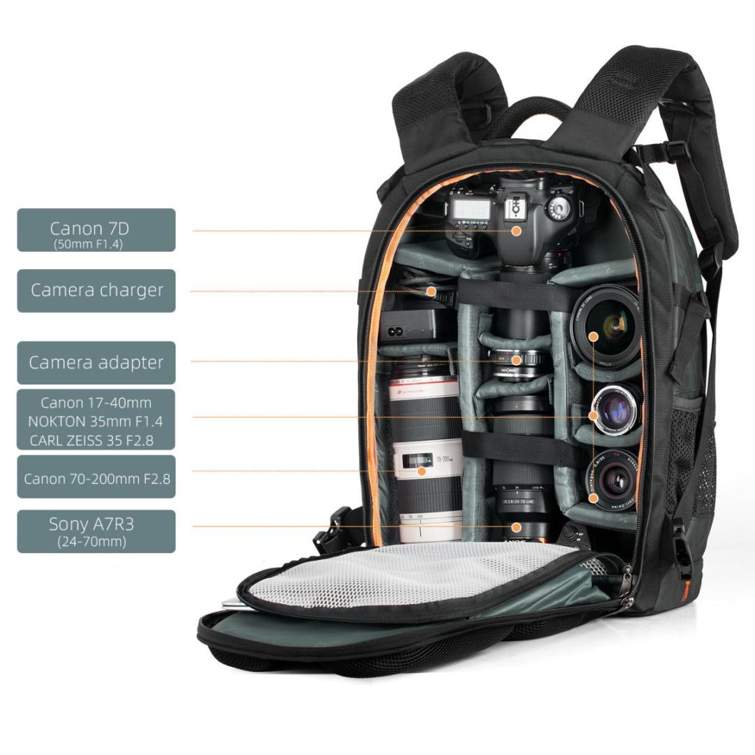 K&F Concept Multifunctional Large DSLR Camera Backpack 25L Patterned