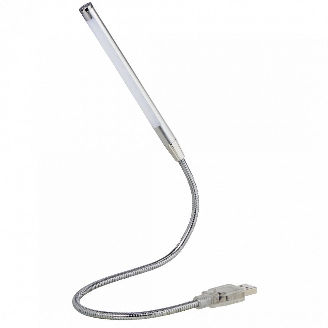 Hama Swan Neck Notebook Light with 10 LEDs Dimmable Touch Sensor Silver