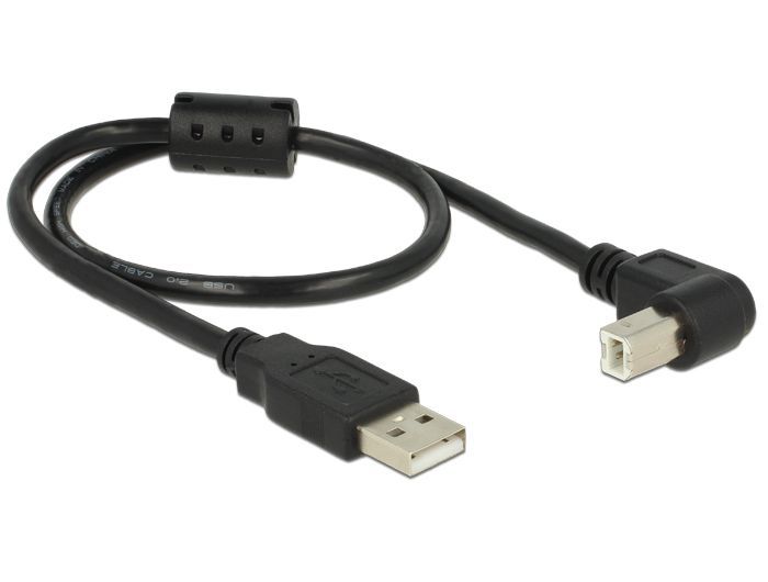 DeLock USB 2.0 Type-A male > USB 2.0 Type-B male angled 0,5m Black Cable