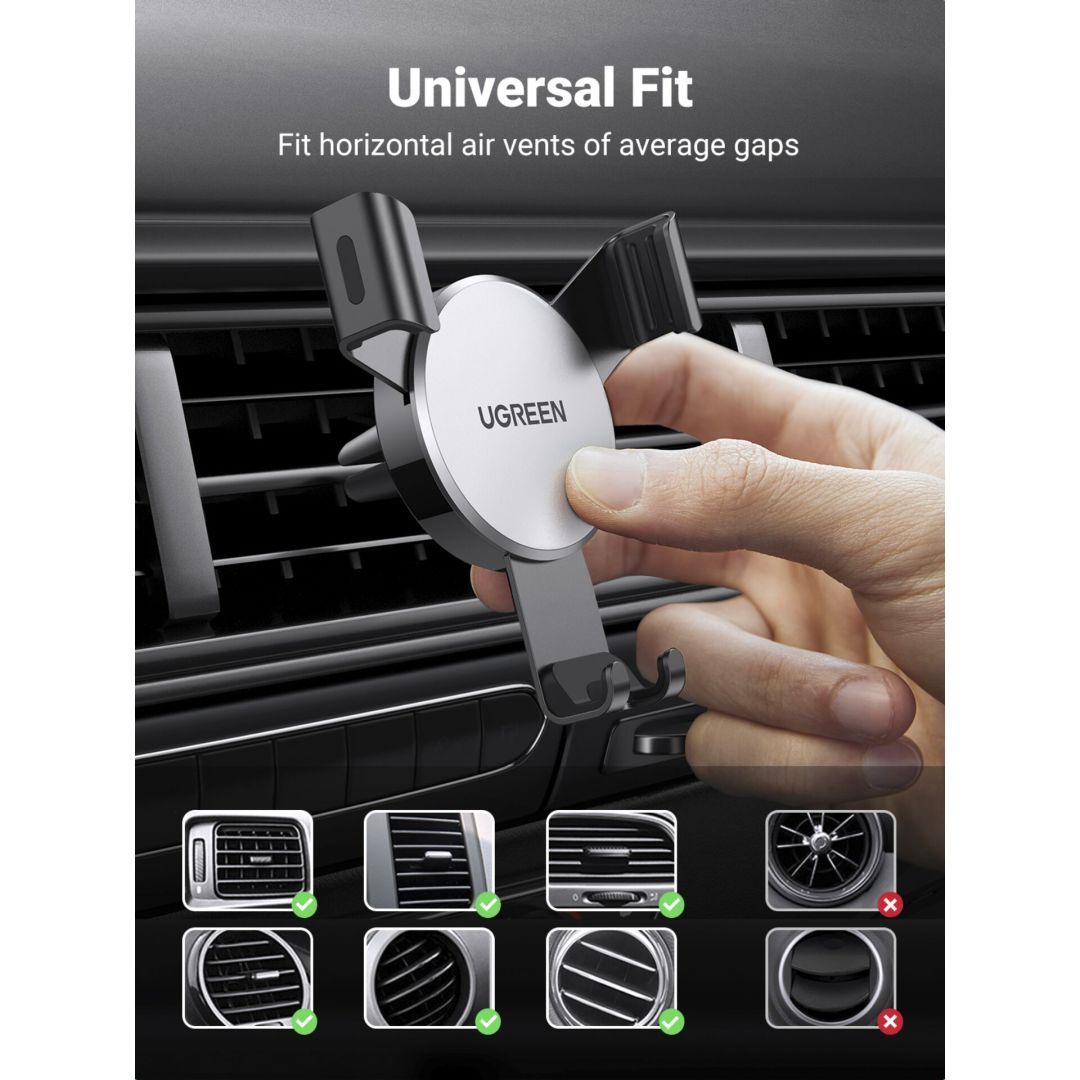 UGREEN Gravity Drive Air Vent Car Mount Phone Holder Black