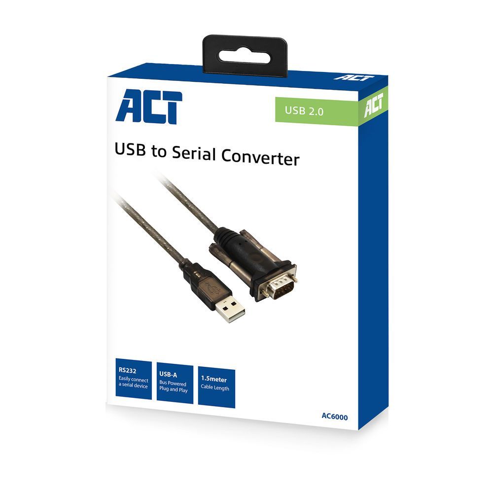 ACT AC6000 USB to Serial Converter cable 1,5m (Basic version) Black