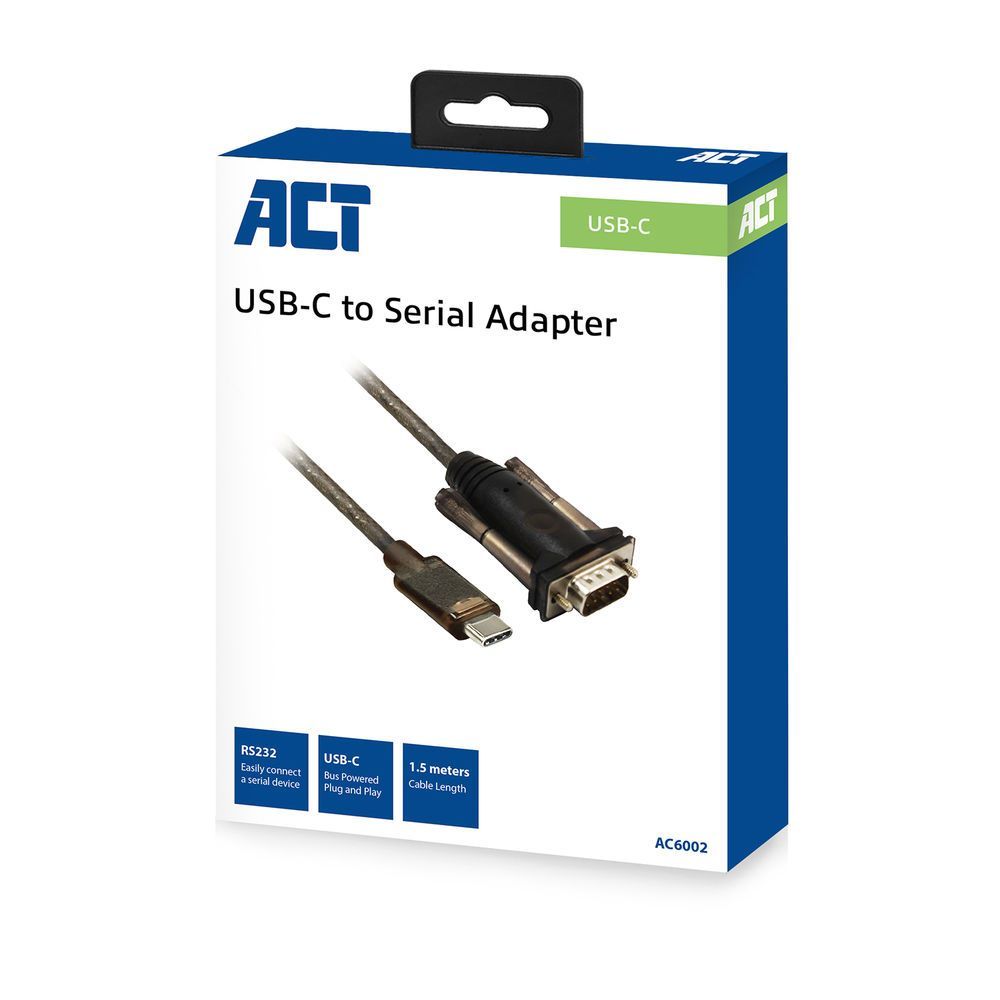 ACT AC6002 USB-C to Serial Adapter Black