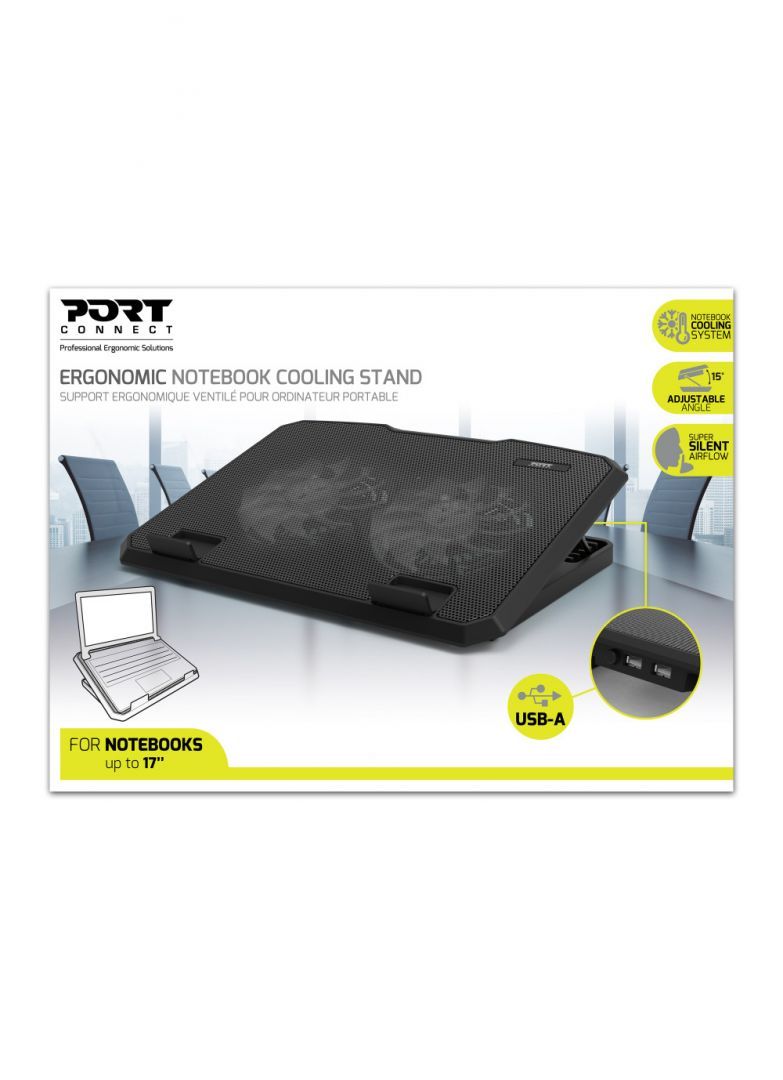 Port Designs Ergonomic Notebook Cooling Stand Black