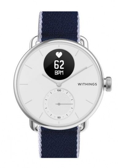 Withings Recycled Woven PET Wristband 18mm Navy Blue, White & Silver