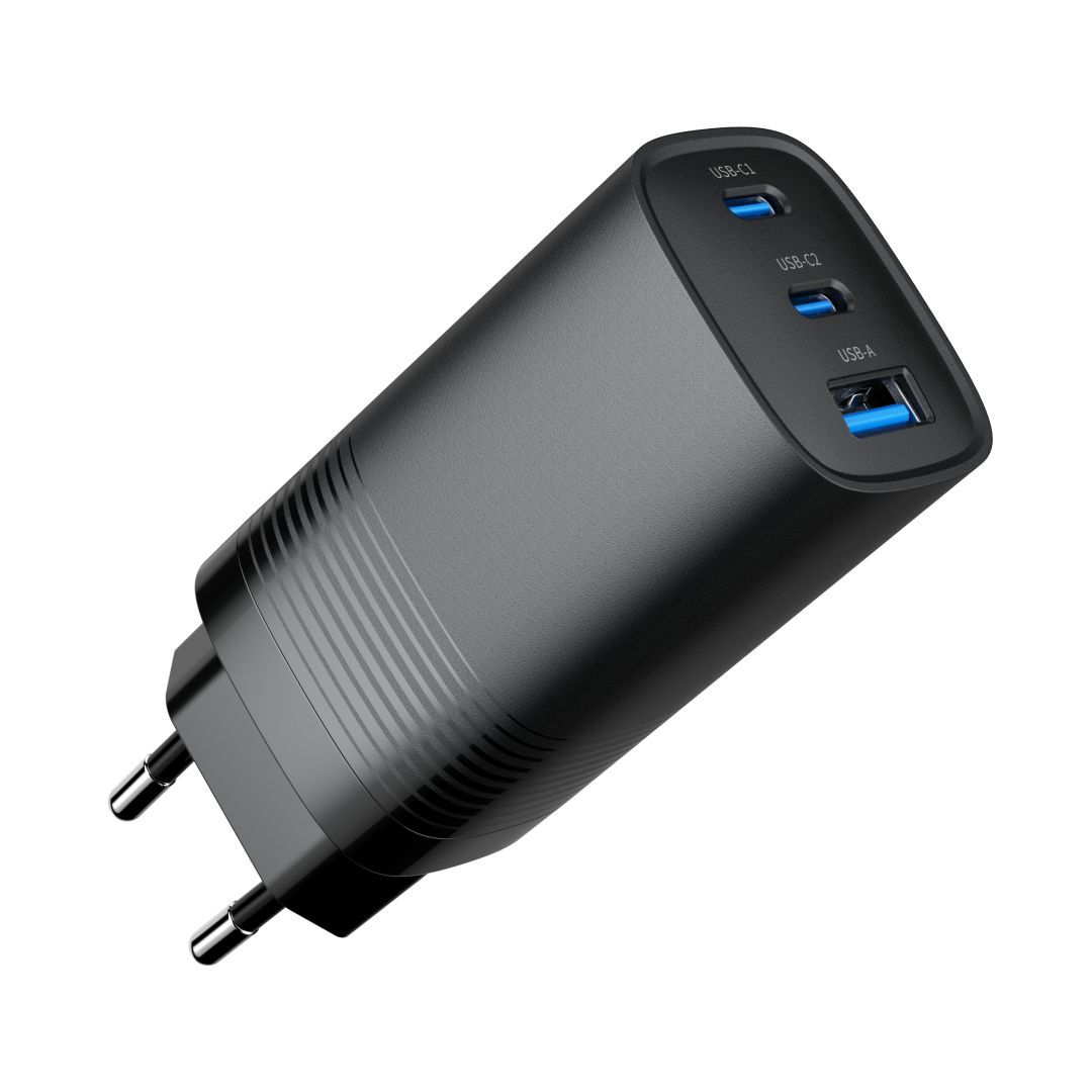 Gembird 3-port 65W GaN USB PowerDelivery fast charger Black
