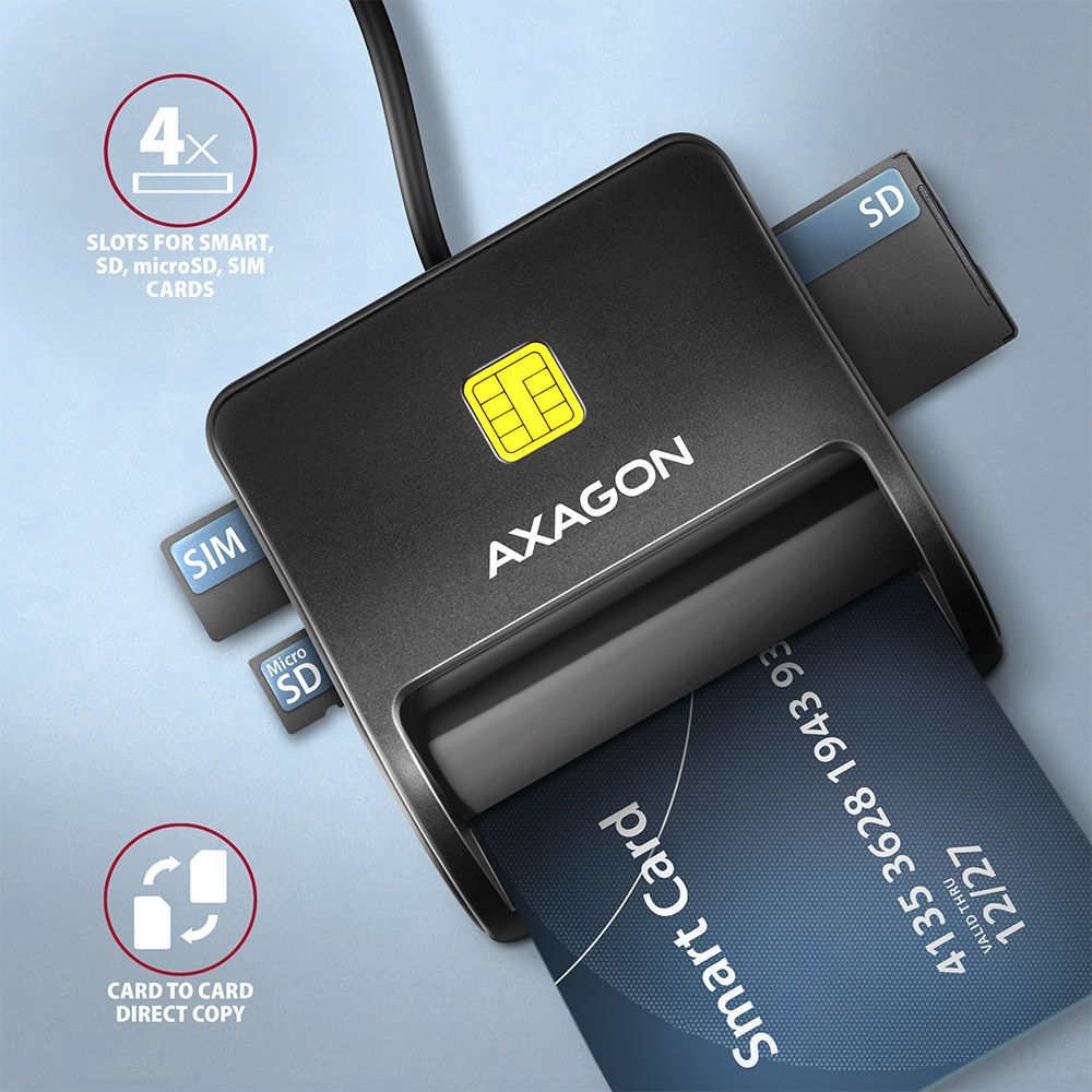 AXAGON CRE-SM3SD Smart Card Flatreader Black