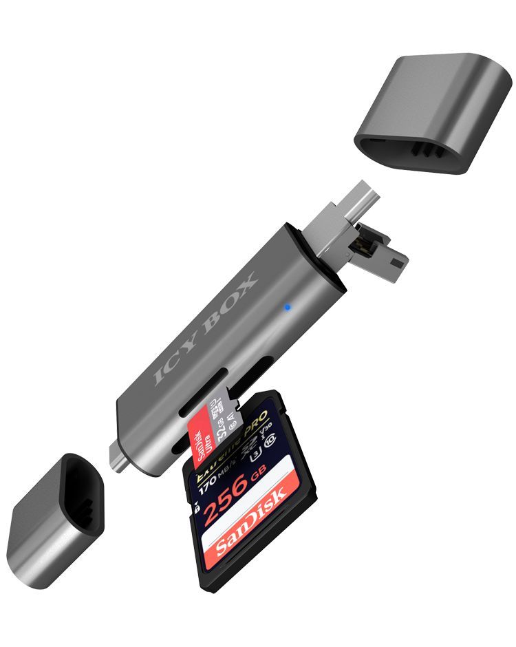Raidsonic Adapter IcyBox ext. Kartenleser USB/microUSB/USB-C &gt; SD/mSD retail