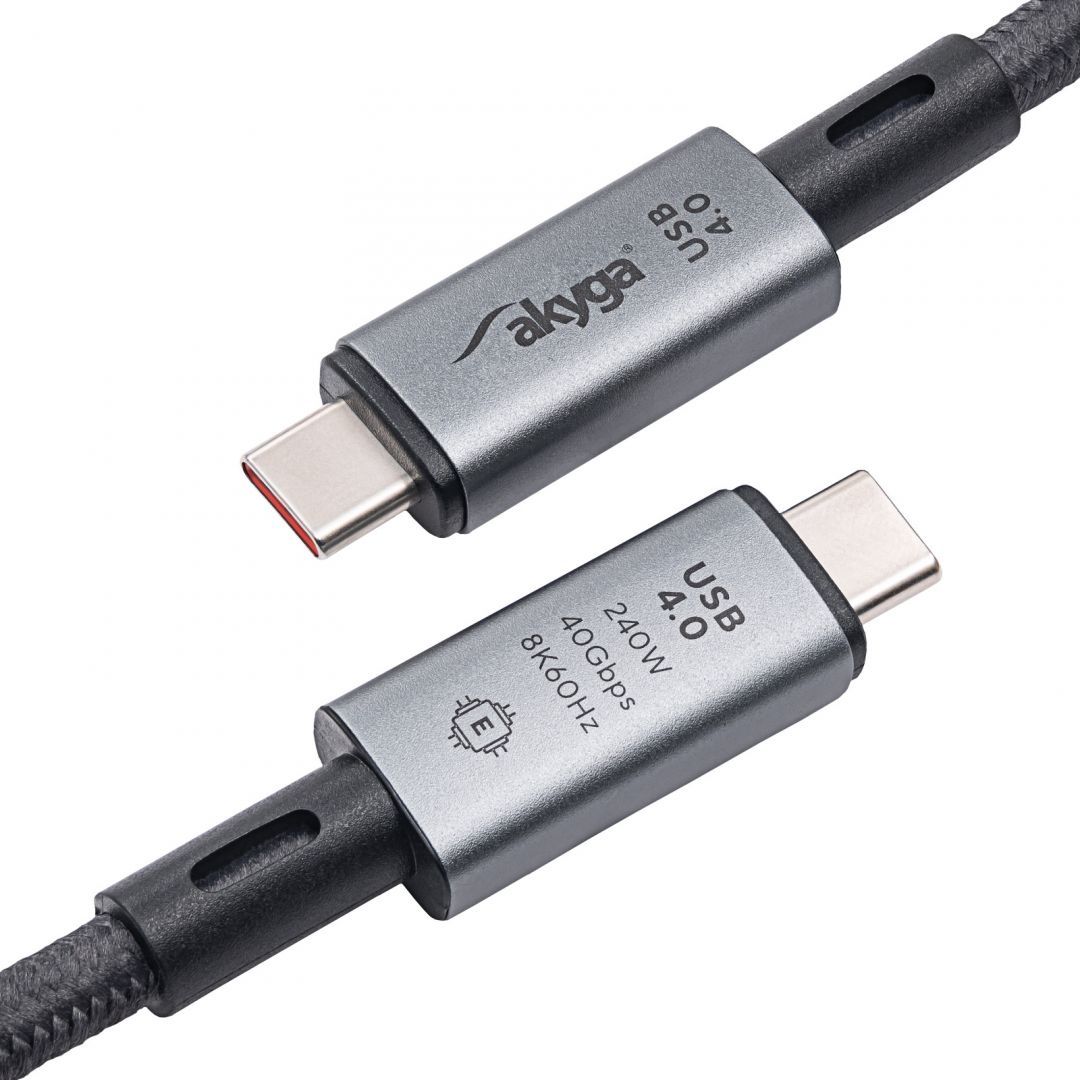 Akyga AK-USB-45 40Gb/s 240W USB4 type C cable 1m Grey