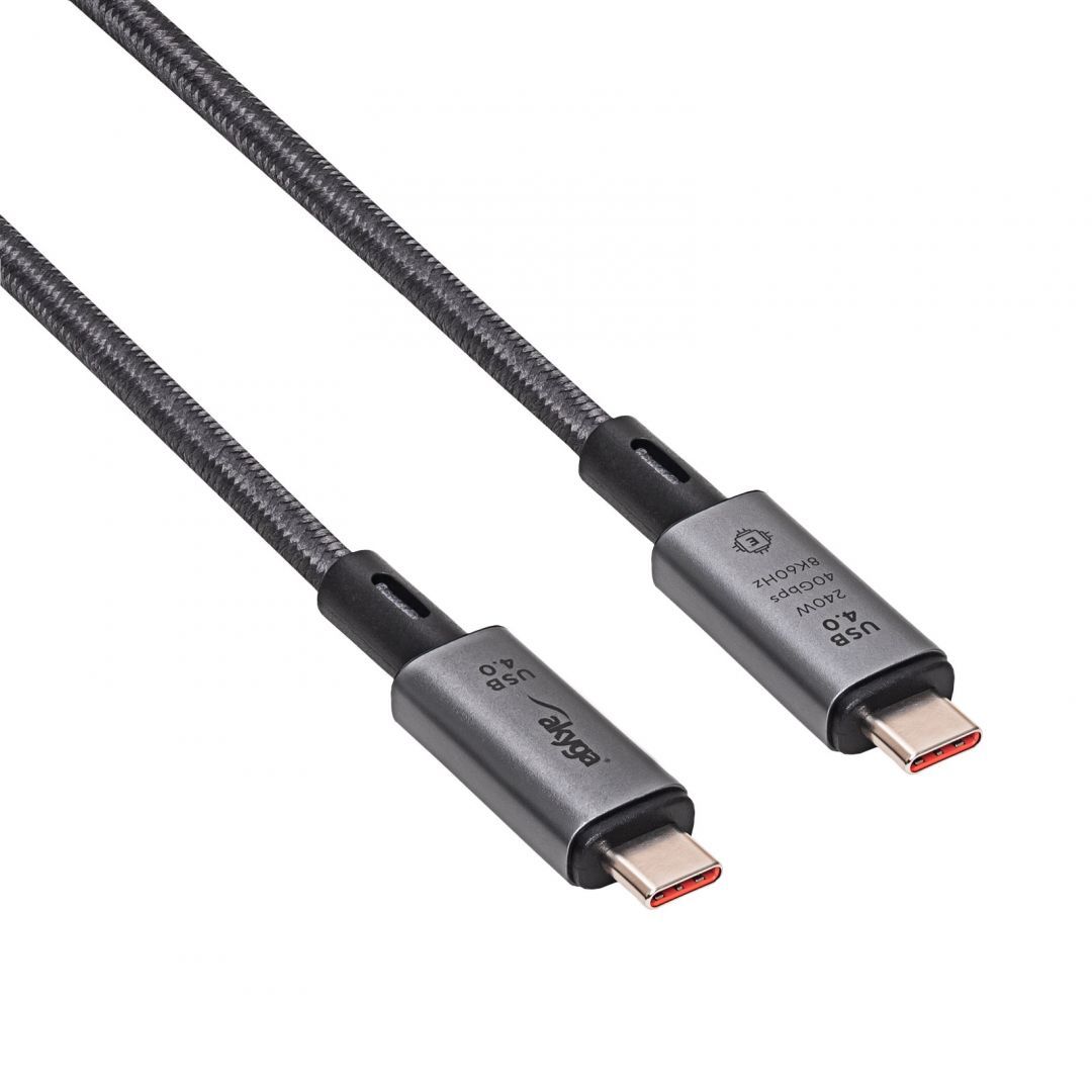 Akyga AK-USB-45 40Gb/s 240W USB4 type C cable 1m Grey