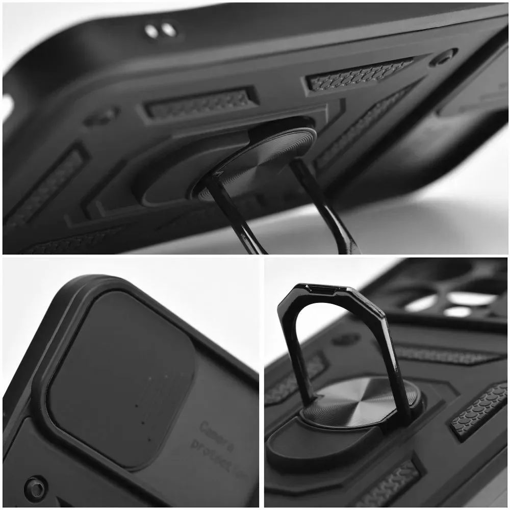 Haffner Haffner HF259180 ütésálló hátlap gyűrűvel és kameravédővel Samsung Galaxy A25 5G Slide Armor Black