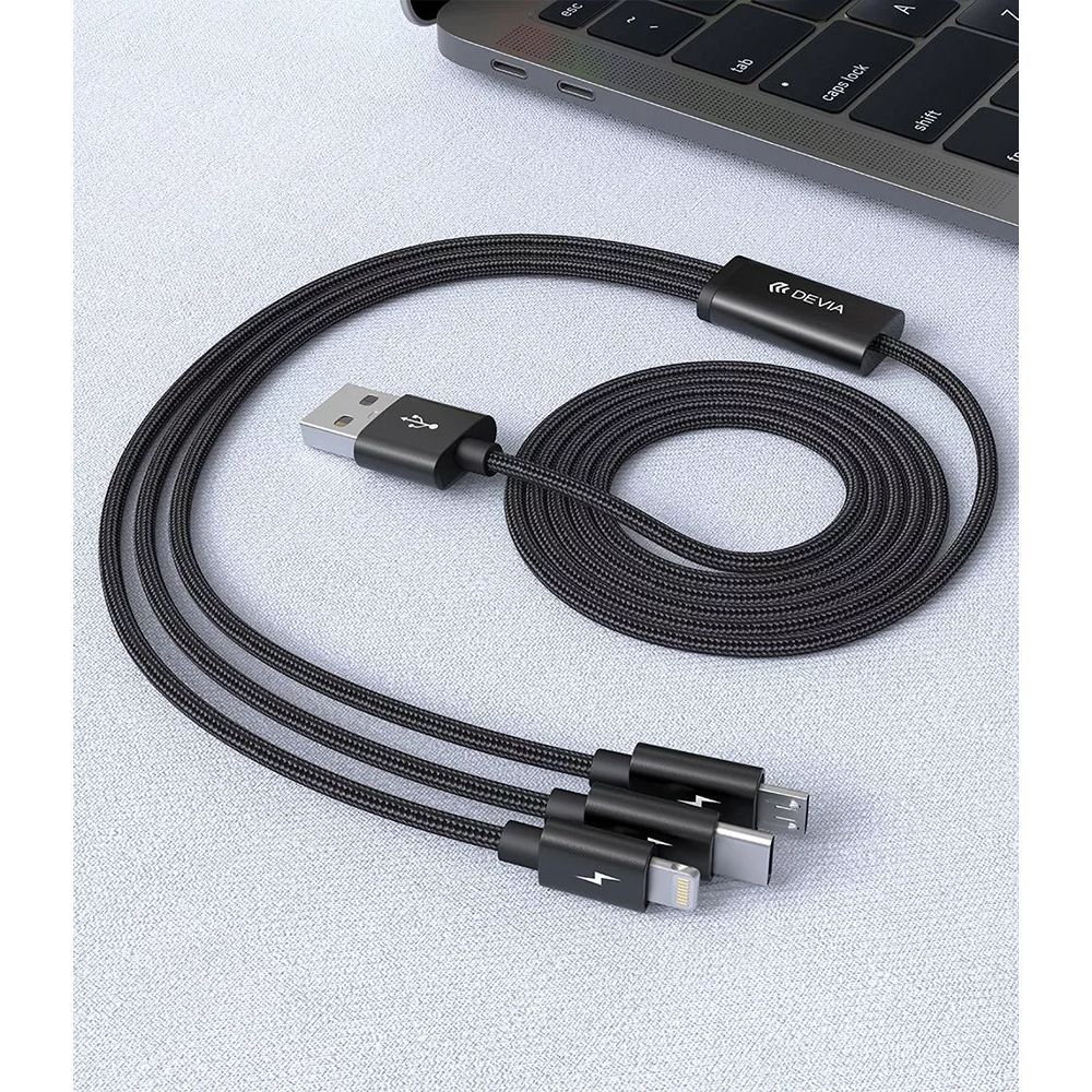 Devia Gracious Series 3 In 1 Charging Cable 1,2m Black