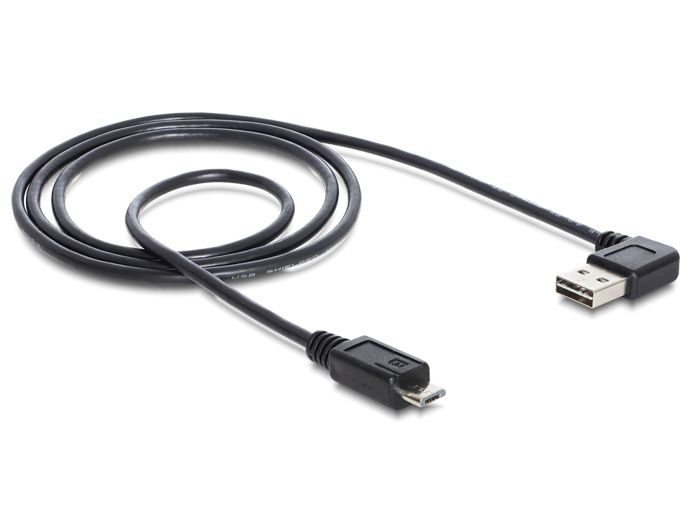 DeLock Cable EASY-USB 2.0 Type-A male angled left / right > USB 2.0 Type Micro-B male 1m Black