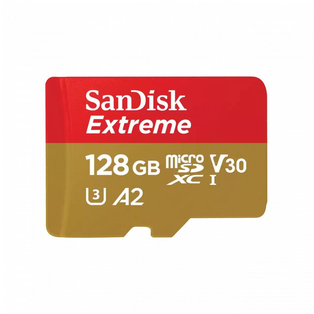 Sandisk 128GB microSDXC Class 10 U3 V30 A2 Extreme + adapterrel