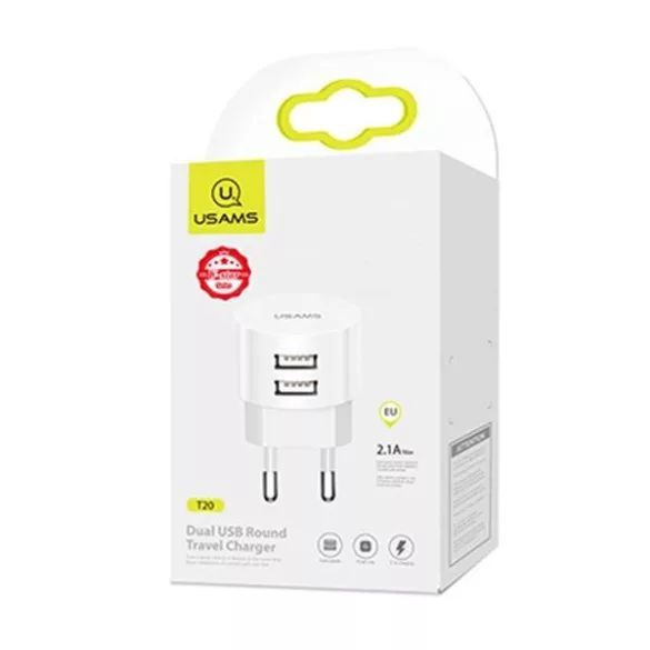 Usams T20 Dual 2,1A Charger Adapter White
