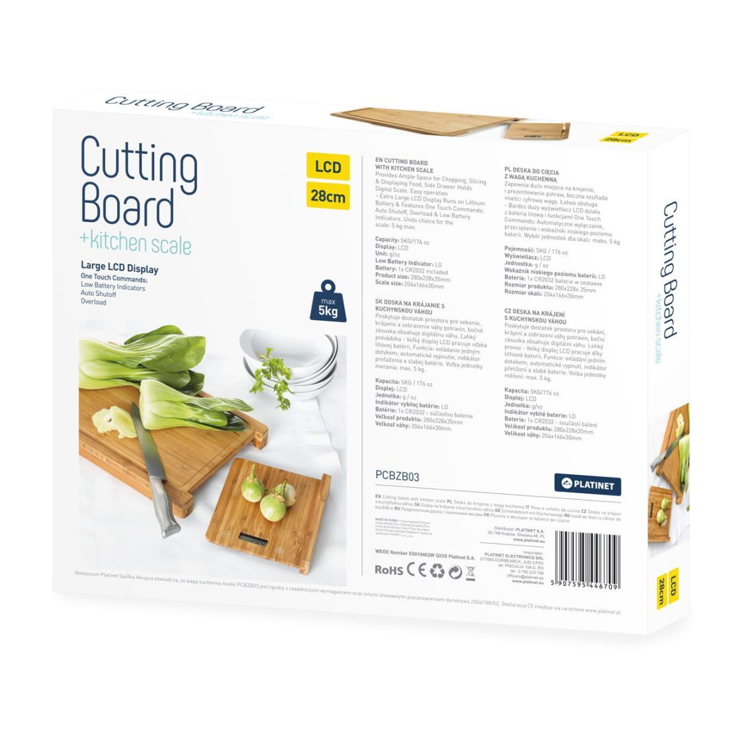 Platinet Cutting Board with Kitchen Scale