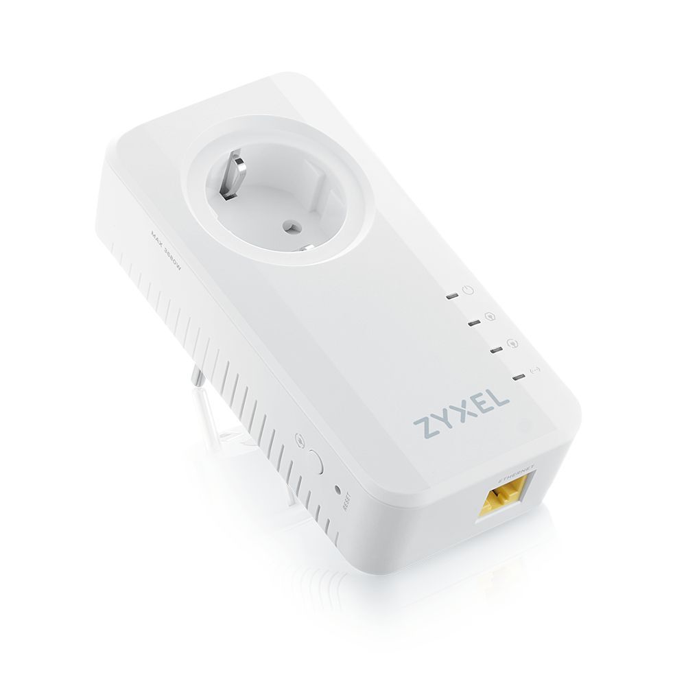 ZyXEL PLA6457 Wave 2 Powerline Pass-thru Gigabit Ethernet Adapter Range Extender White
